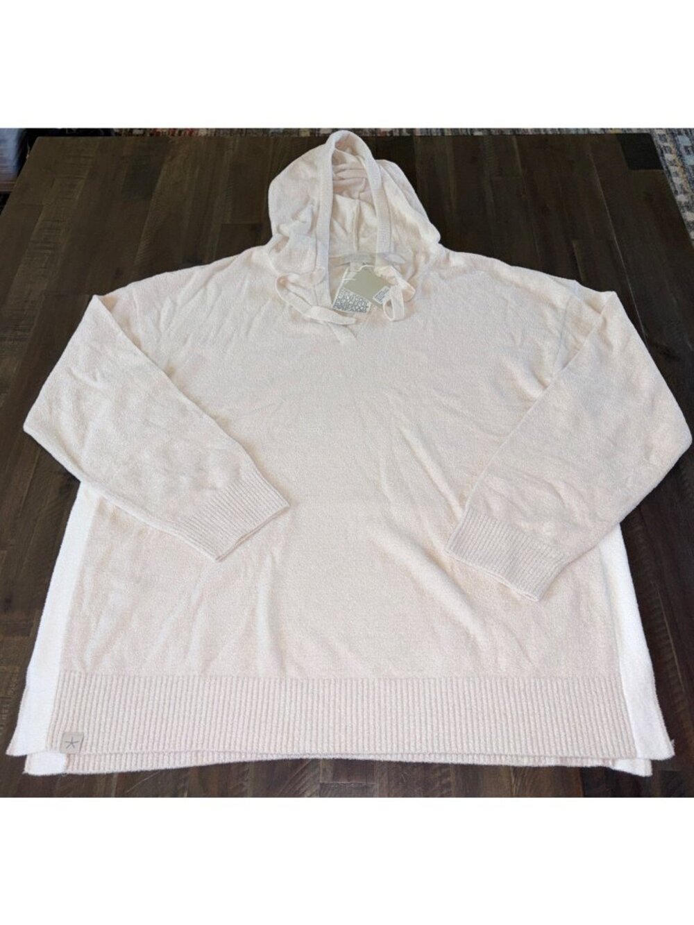 Barefoot Dreams CozyChic Ultra Lite Pullover Hoodie Sand Dune Size Large NWT